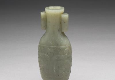 图片[2]-Jade vase with animal-mask pattern and tubular handles, Qing dynasty (1644-1911)-China Archive